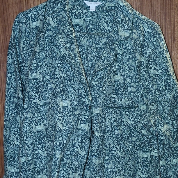 Charter Club Other - Charter Club Green Patterned Pajama Top And Bottom Pant Set Smoke Free